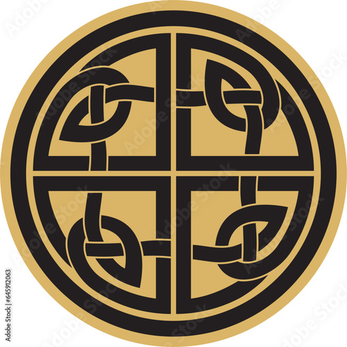 Vector gold and black Celtic knot. Ornament of ancient European peoples. The sign and symbol of the Irish, Scots, Britons, Franks.
