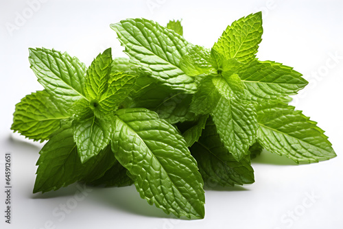 mint leaves on a white background