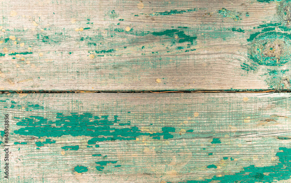 Old wooden boards painted with green paint. Background