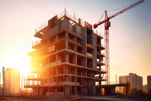 Underconstruction in real estate business with sun rise background