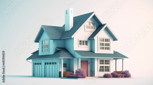 House with trees and grass on white background. 3D illustration. generative ai © Graphicsstudio 5