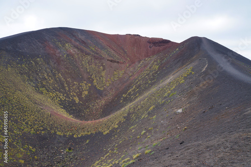 Landscape of Etna volcano, Sicily, Italy. Mountain and Hills Landscape with burned black magma. © DesignToonsy