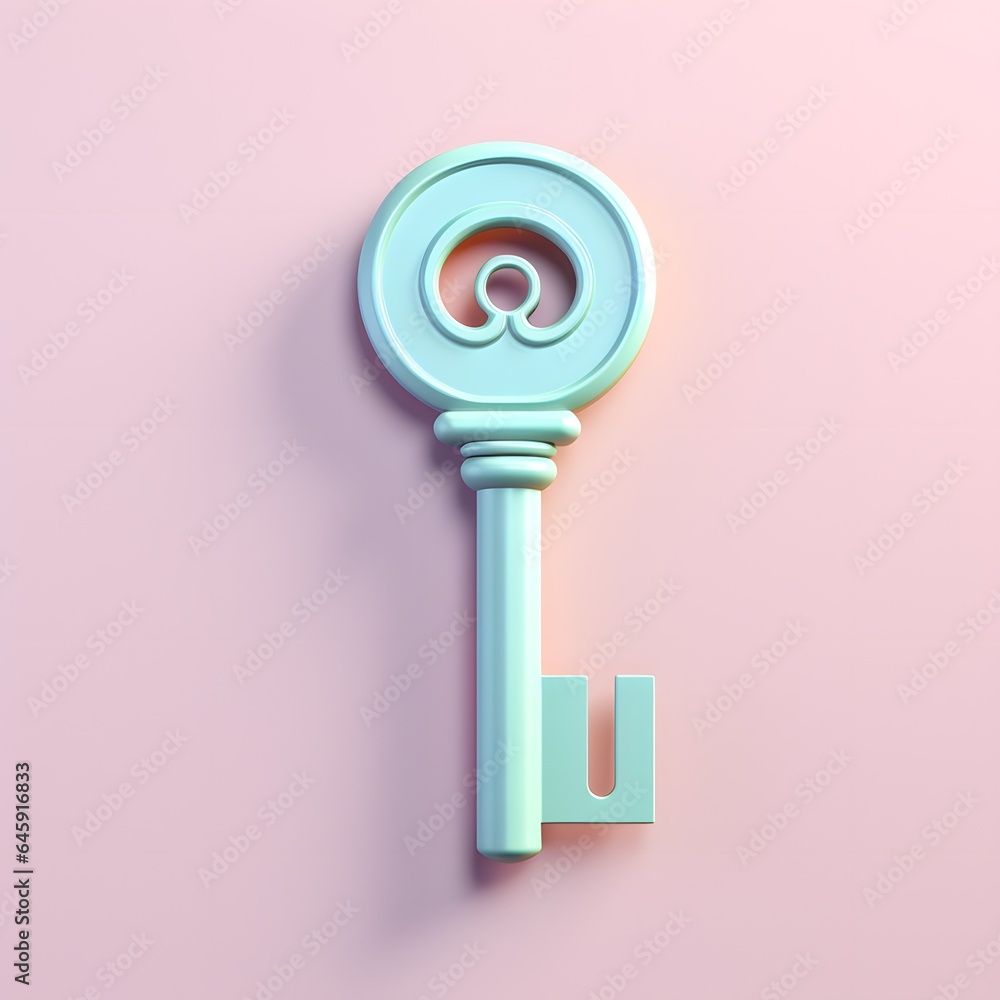 Key icon in 3d clay style icon on pastel color background. Key icon in 3d clay style icon on pastel color background.