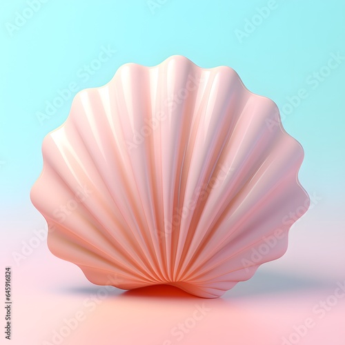 Shell icon in 3d clay style icon on pastel color background.
