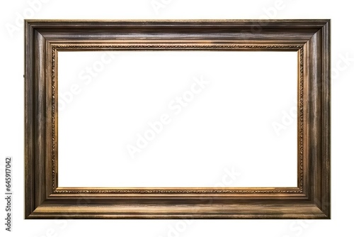 Vintage photo frame with empty space. Showcasing your memories. Modern wooden gallery frame on isolated white background. Ideal for art