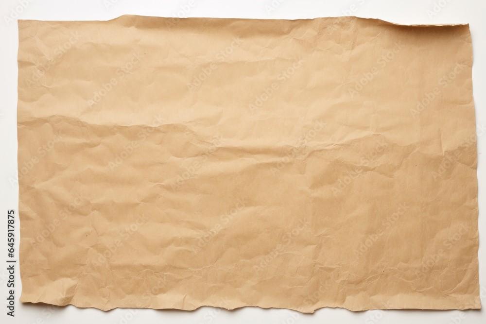 Parchment for baking culinary. Brown baking paper sheet isolated on white background, top view. Parchment for baking culinary. Brown baking paper sheet isolated on white background, top view.