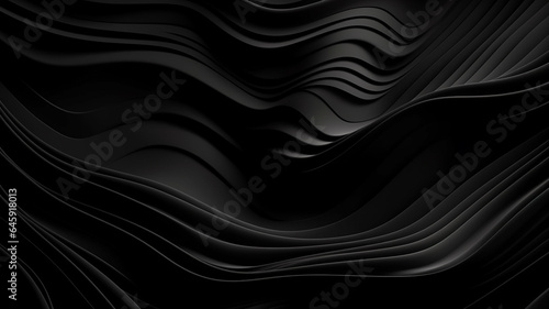 Black wavy background. 3d rendering, 3d illustration. generative ai