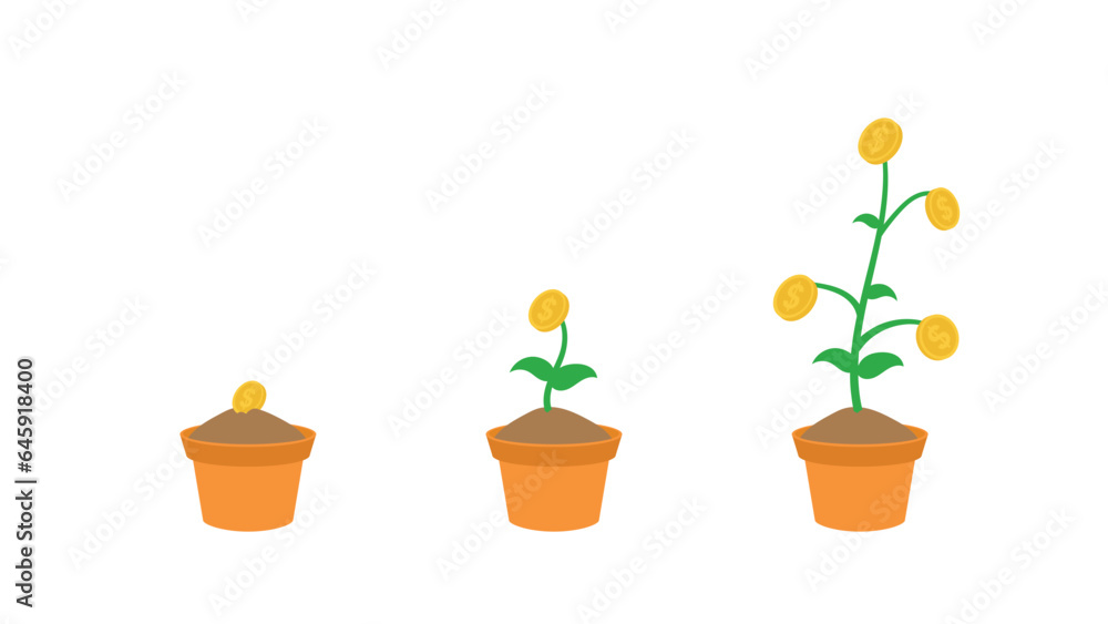 Fototapeta premium money plant growth vector illustration. suitable for business and presentations