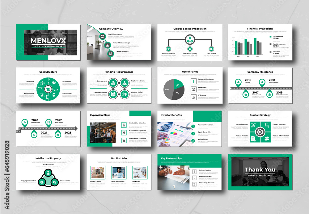 Modelo de Corporate Pitch Deck Presentation do Stock | Adobe Stock