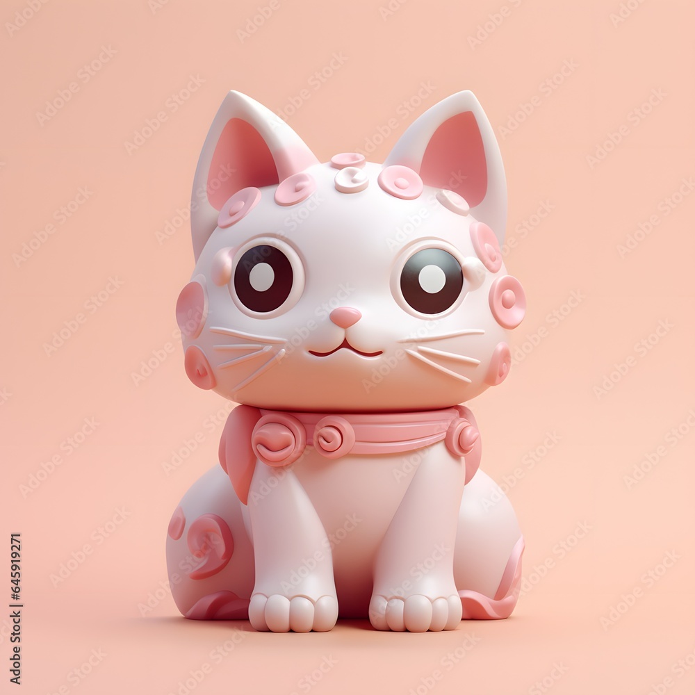 Cat in 3d clay style icon on pastel color background. Cat in 3d clay style icon on pastel color background.
