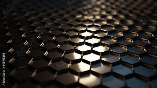 3d rendering of abstract background with hexagons in black and blue colors generative ai © Graphicsstudio 5