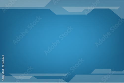 Blue business background with technology shape on top and bottom. Banner and template for design with blank space.