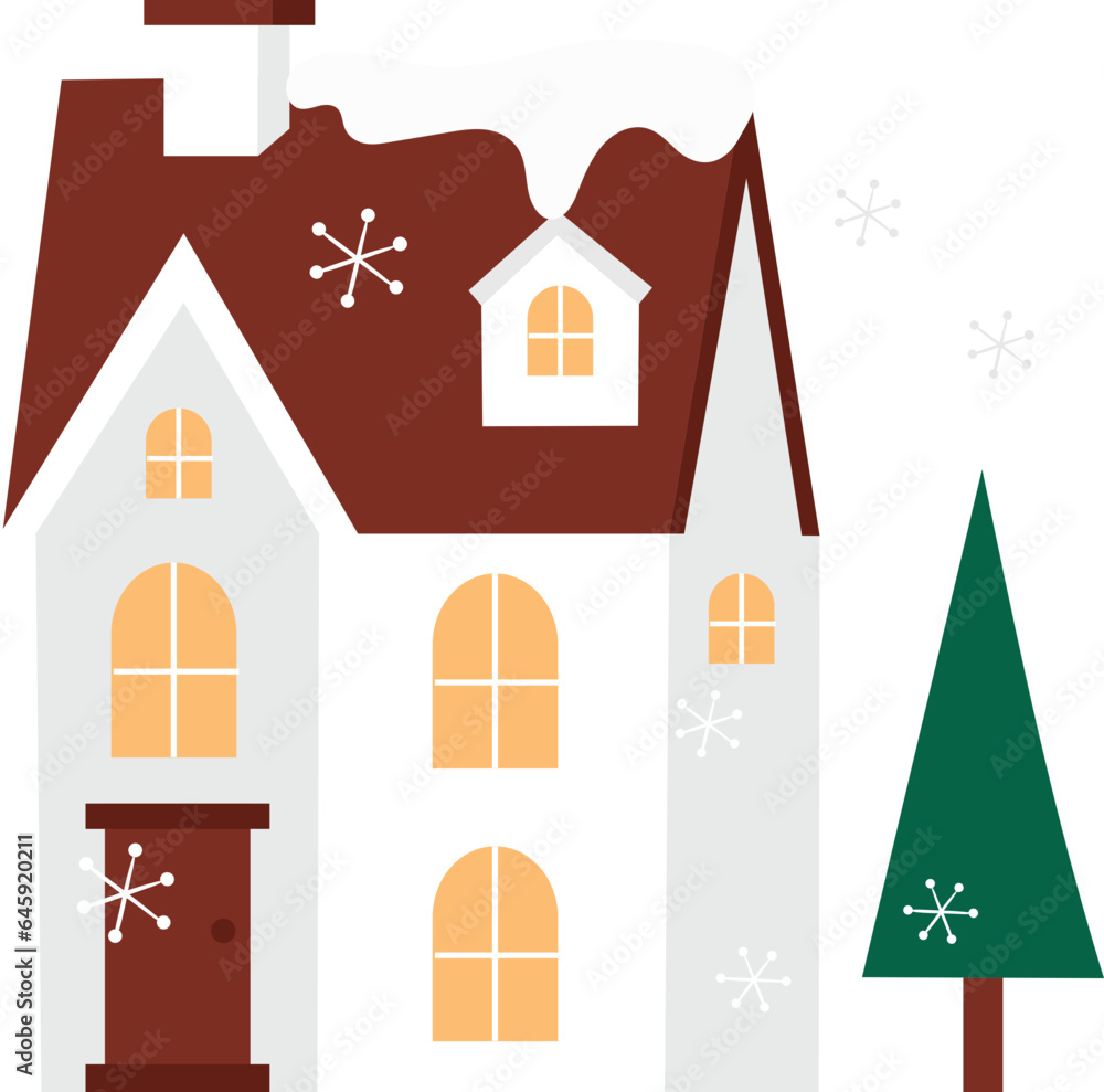 Christmas House Flat Illustration Christmas House Flat Illustration