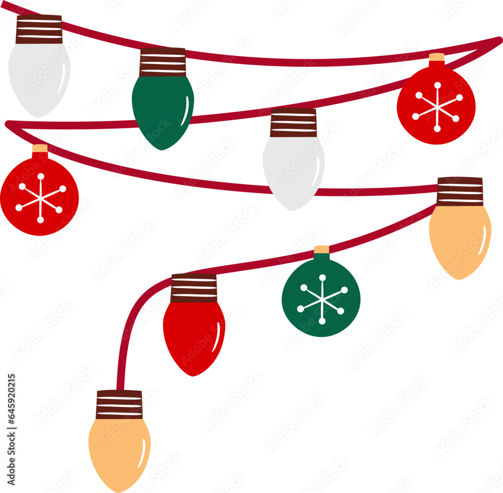 Christmas Lamp and Balls Flat Illustration Christmas Lamp and Balls Flat Illustration