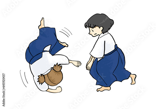 合気道をする女の子