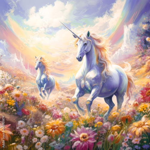 Colorful image of a pegasus generated with AI
