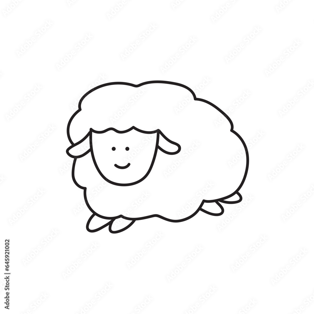 Hand drawn Kids drawing Cartoon Vector illustration cute sheep icon Isolated on White Background Hand drawn Kids drawing Cartoon Vector illustration cute sheep icon Isolated on White Background