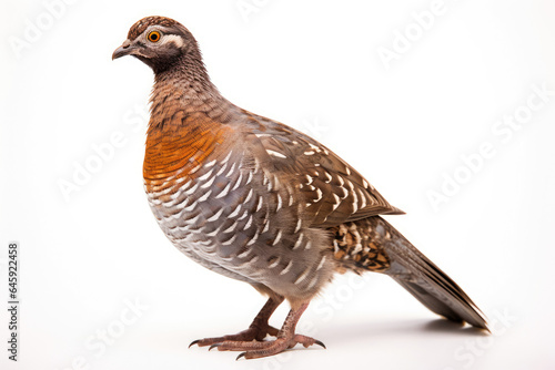 Wood grouse bird on white background