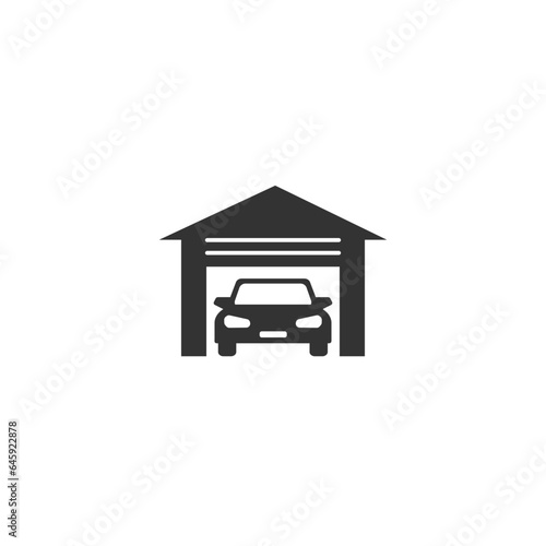 Car in garage icon, car service  sign  vector in flat