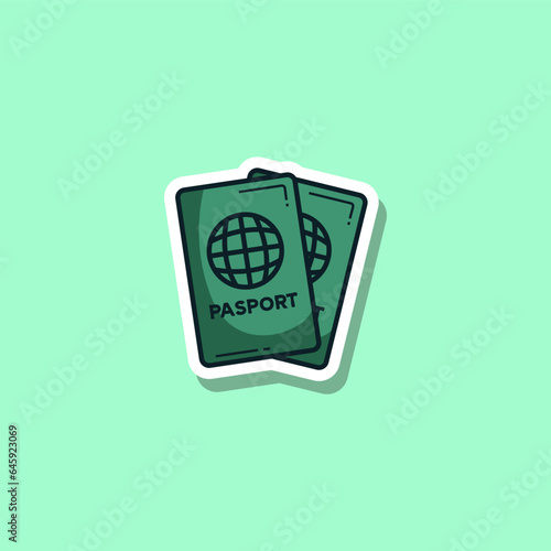 Vector illustration of pasport, travel icon sticker. Vector eps 10