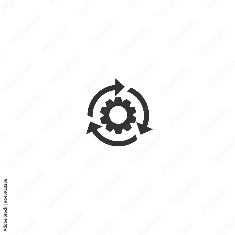 Workflow process icon in flat style. Gear cog wheel with arrows vector illustration on white isolated background. Workflow business concept Workflow process icon in flat style. Gear cog wheel with arrows vector illustration on white isolated background. Workflow business concept