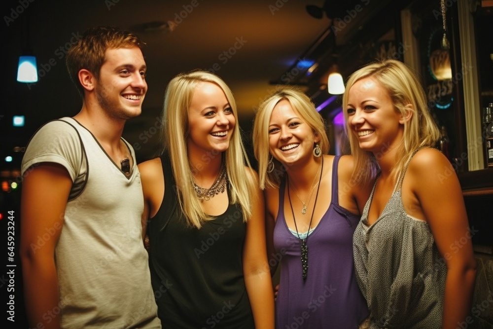 group of friends in a night club group of friends in a night club
