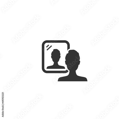 Man standing in front of a mirror vector icon