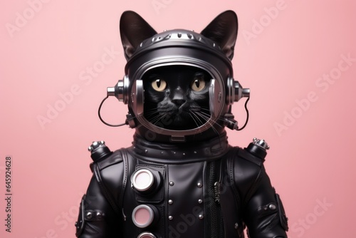 Bombay Cat Dressed As A Robot On Blush Color Background. Сoncept Bombay Cats, Cats Dressed As Robots, Colorful Cat Photography, Blush Color Backgrounds