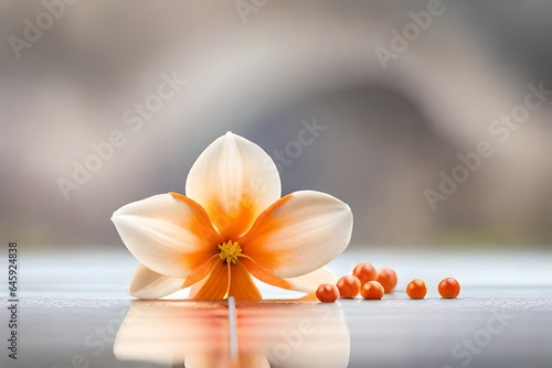 white frangipani flower on wood
