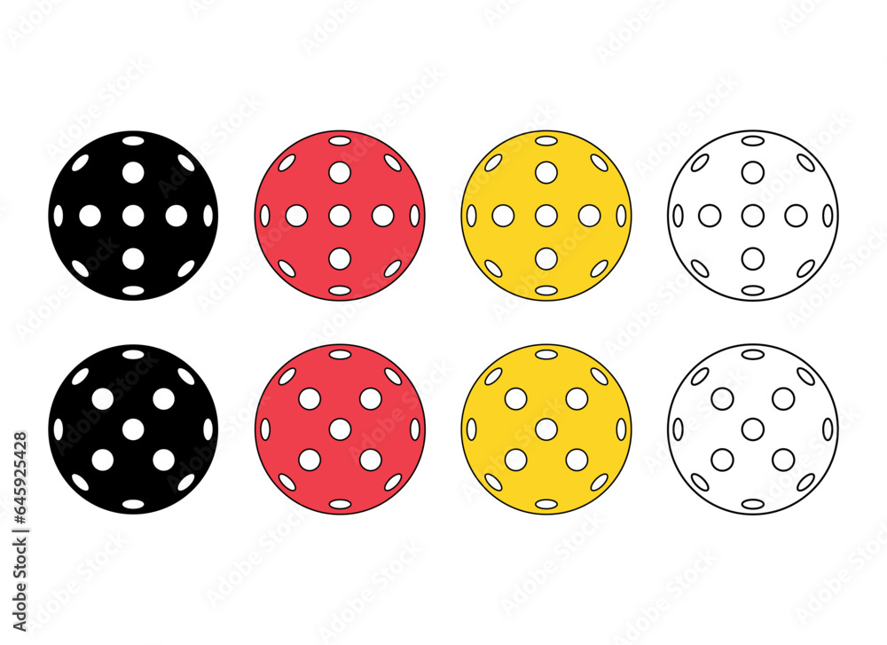 Set of Pickleball racket sport, indoor ball paddle icon, web flat symbol vector Set of Pickleball racket sport, indoor ball paddle icon, web flat symbol vector