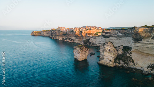 Aerial view of the old town Bonifacio in Corsica France