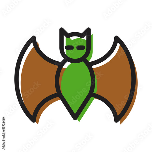 bat nightmare colored outline icon
