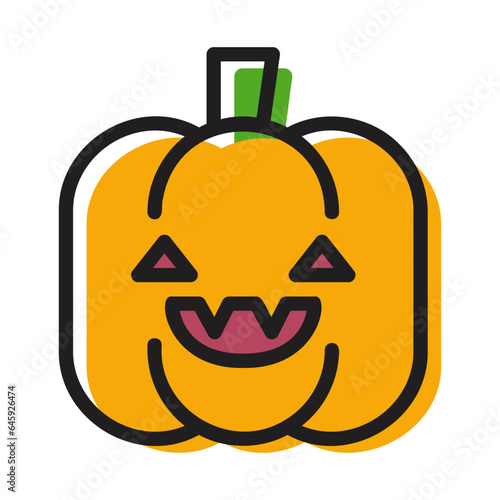 pumpkin jack o lantern colored outline icon
