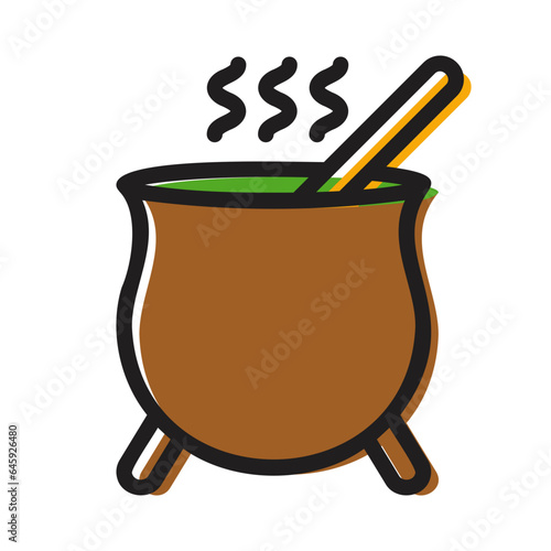 pot of the witch colored outline icon
