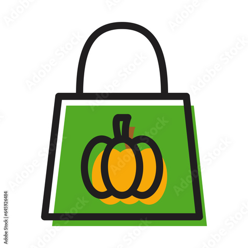 paper bag pumpkin colored outline icon
