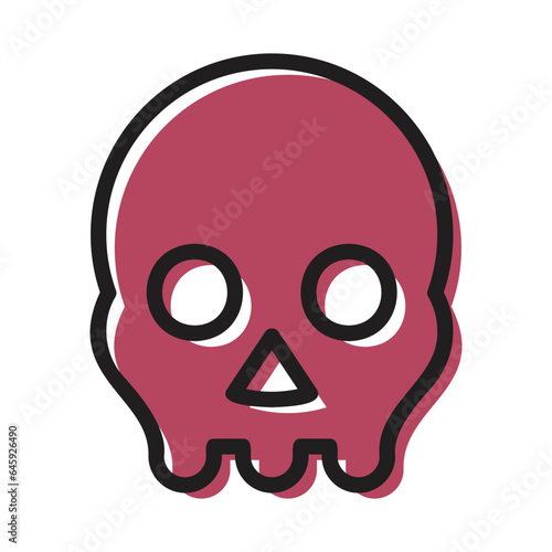 skull horror fear colored outline icon
