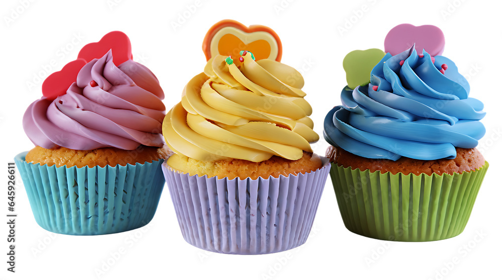 Colorful cupcake isolated on white background Colorful cupcake isolated on white background
