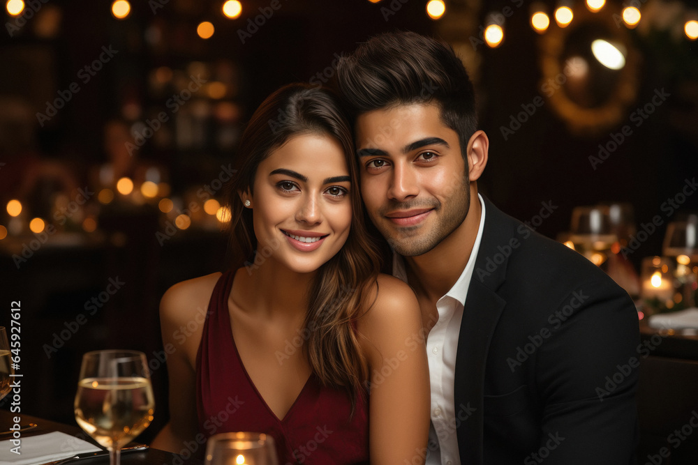 Beautiful indian couple is spending time together in restaurant. Beautiful indian couple is spending time together in restaurant.