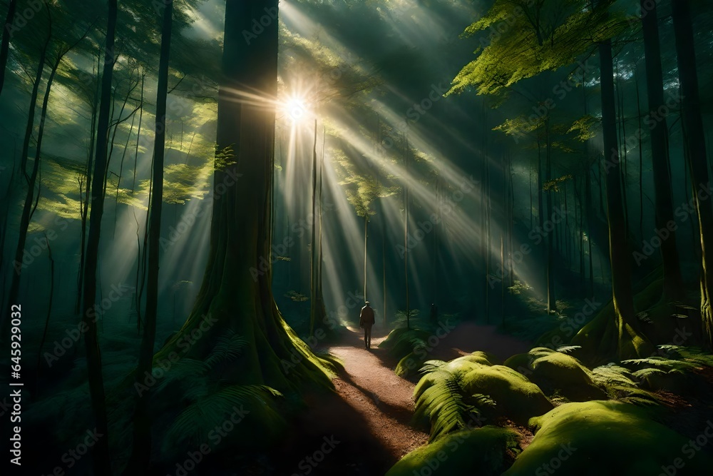 Obraz premium light in the forest