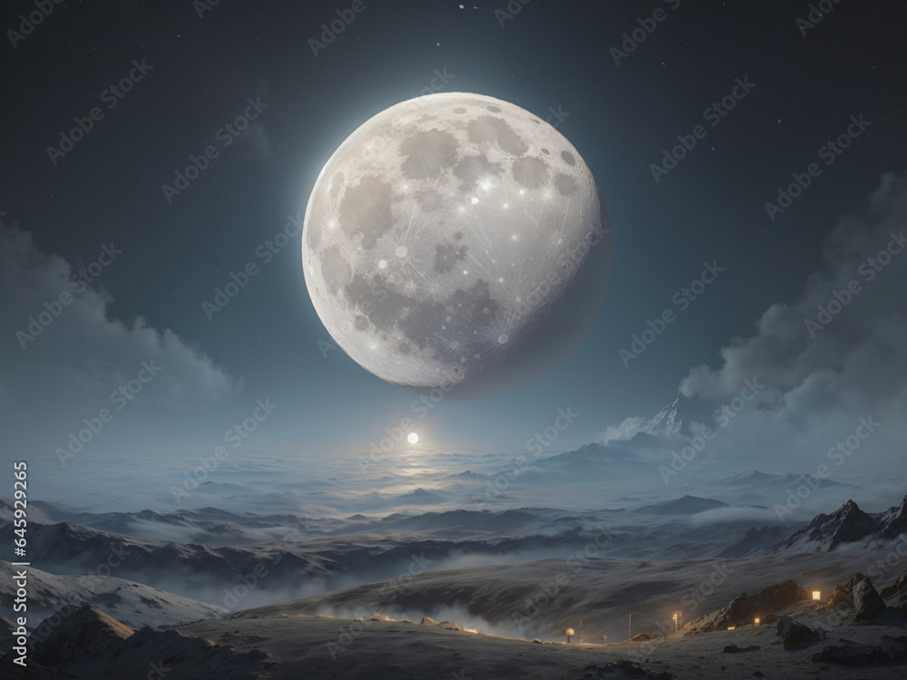 moon and clouds,ai generative
