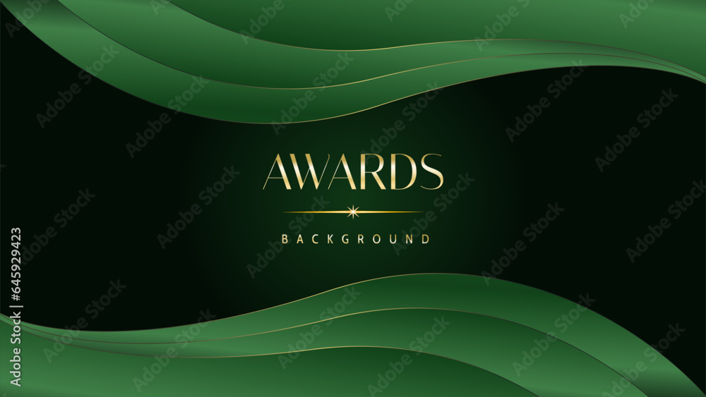 Fototapeta premium Green golden award graphic background. Elegant luxury corporate modern template. Trophy banner flyer certificate. Vector illustration design.