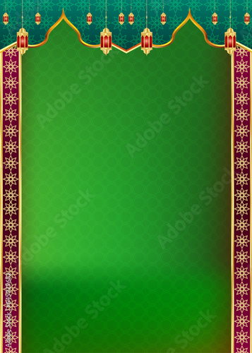 Ramadan kareem or ramadhan with islamic arabesque isra miraj al nabi eid mubarak background