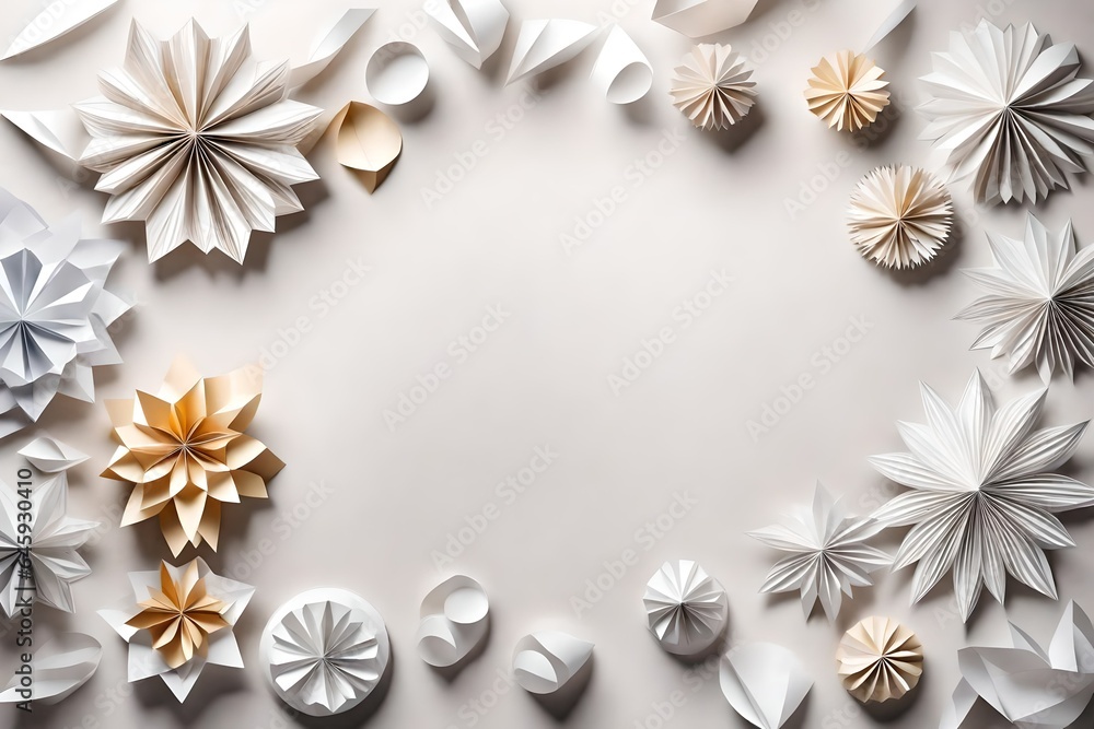top view of paper art decoration with copy space for text top view of paper art decoration with copy space for text