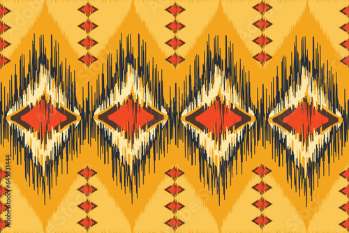 Ethnic abstract ikat art. Seamless pattern in tribal, folk embroidery, for carpets, wallpapers, garments, wrapping, fabrics, coverings, textiles and more
