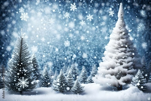 Christmas tree and snow background  © Nature Lover