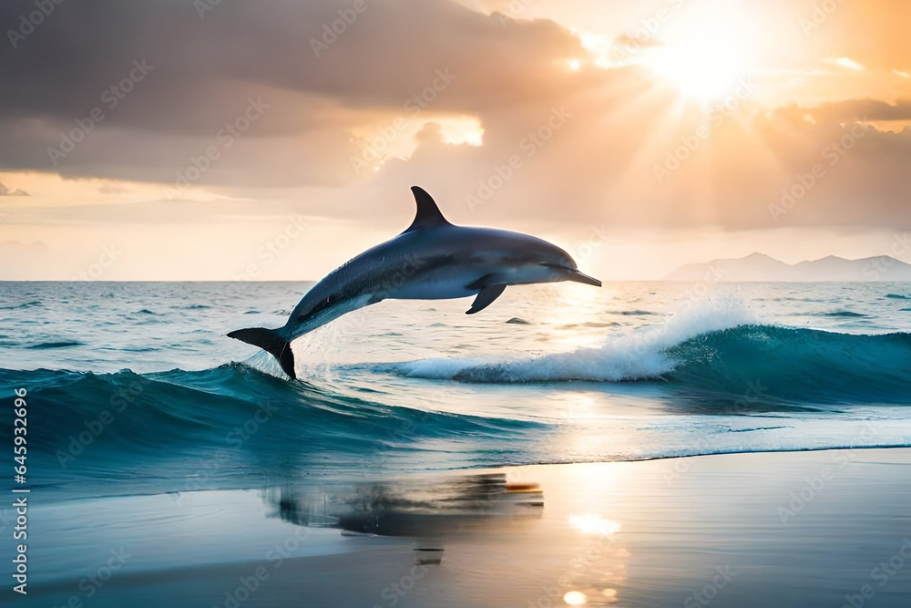 Naklejka premium dolphin jumping out of the water