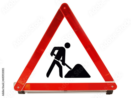 Warning Triangle with Construction Site Sign on Transparent PNG Background