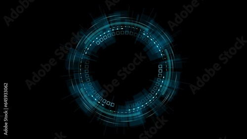Animation video circle hud holographic futuristic design with blue glow transparent background. Format quick time alpha rgb, video codec animation.
