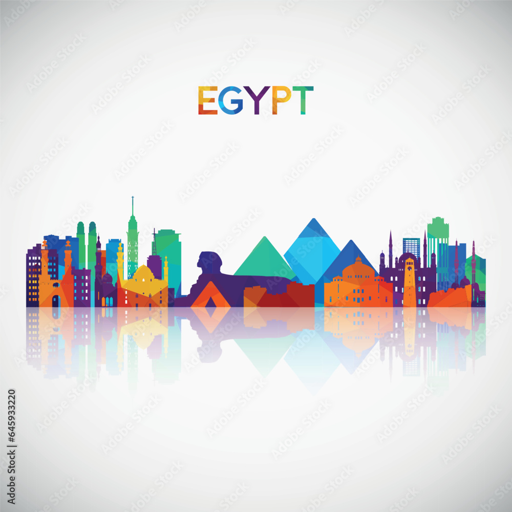 Egypt skyline silhouette in colorful geometric style. Symbol for your design. Vector illustration.