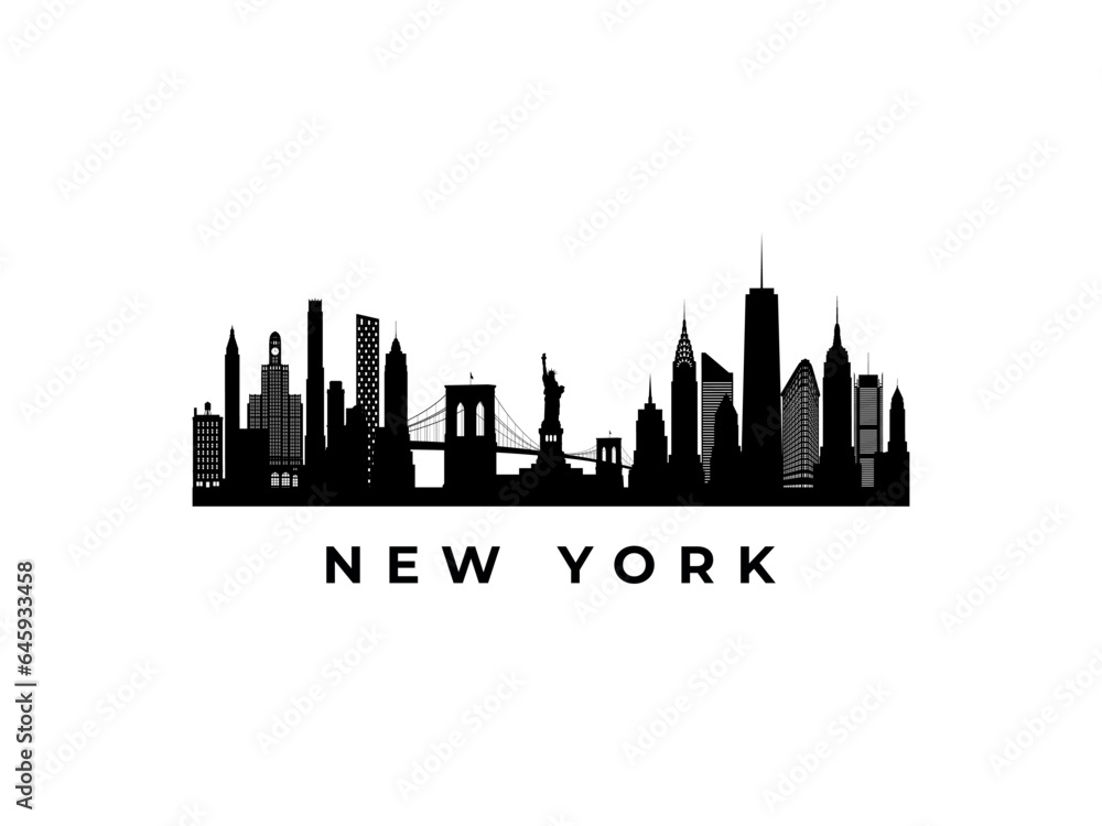 Vector New York skyline. Travel New York famous landmarks. Business and tourism concept for presentation, banner, web site.